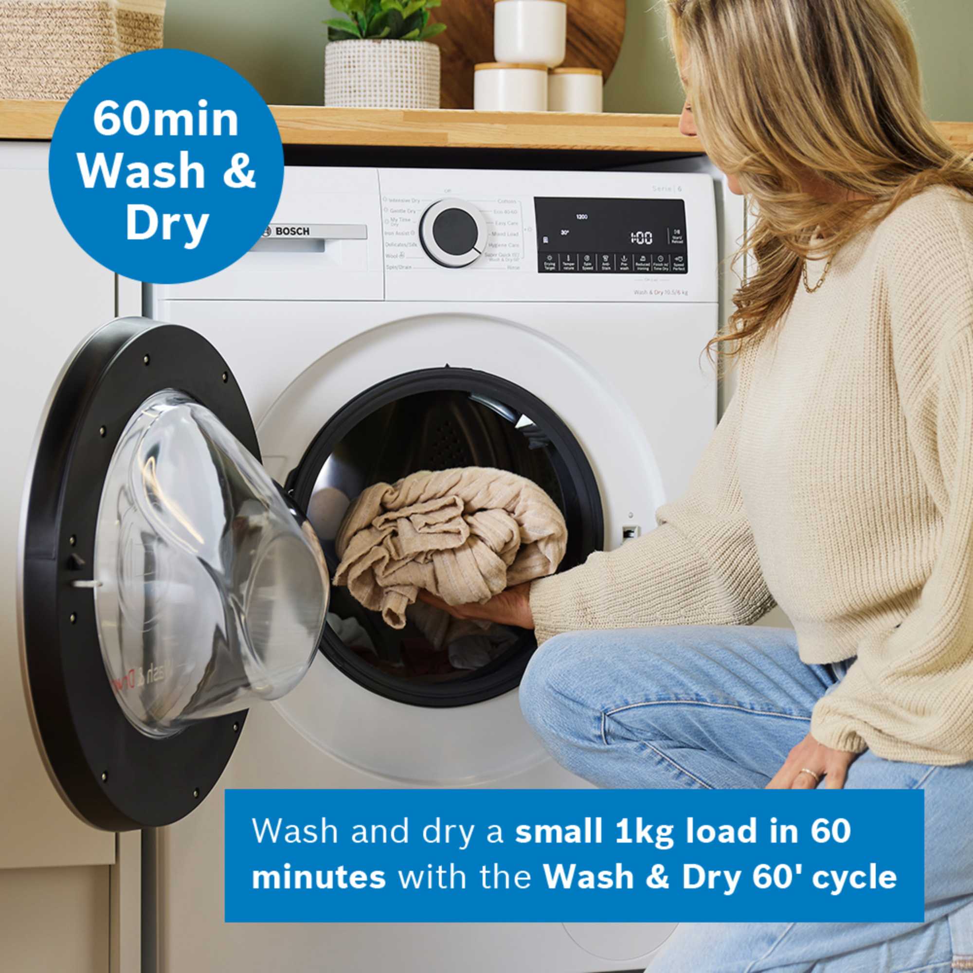 WNG25401GB Series 6 1400rpm Spin Speed 10.5kg Wash 6kg Dry Washer Dryer